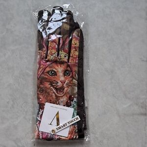 Cat Print Women's Gloves - Brown and Pink